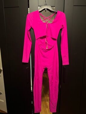 SKIMS Fuchsia Lace-Up Catsuit
